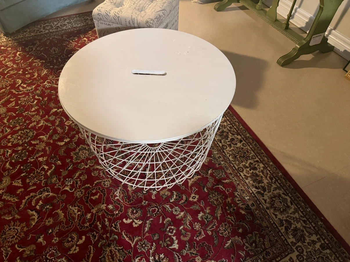 White Round Wire Basket Coffee Table