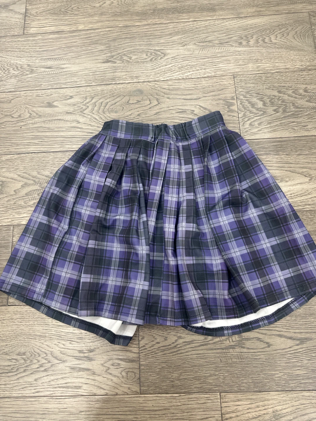 Purple Plaid Pleated Skirt