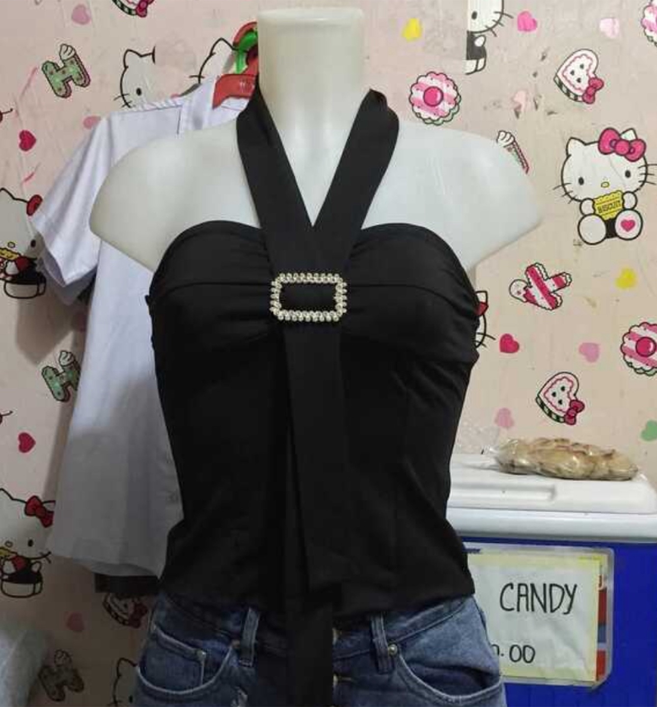 Black Halter Top with Buckle small