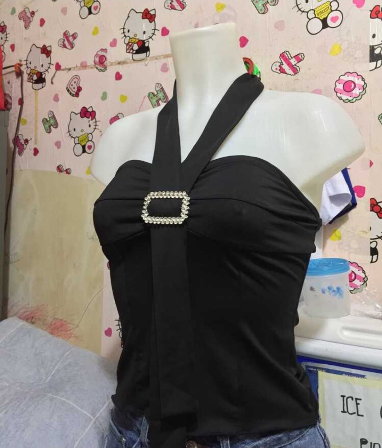 Black Halter Top with Buckle small - photo 2