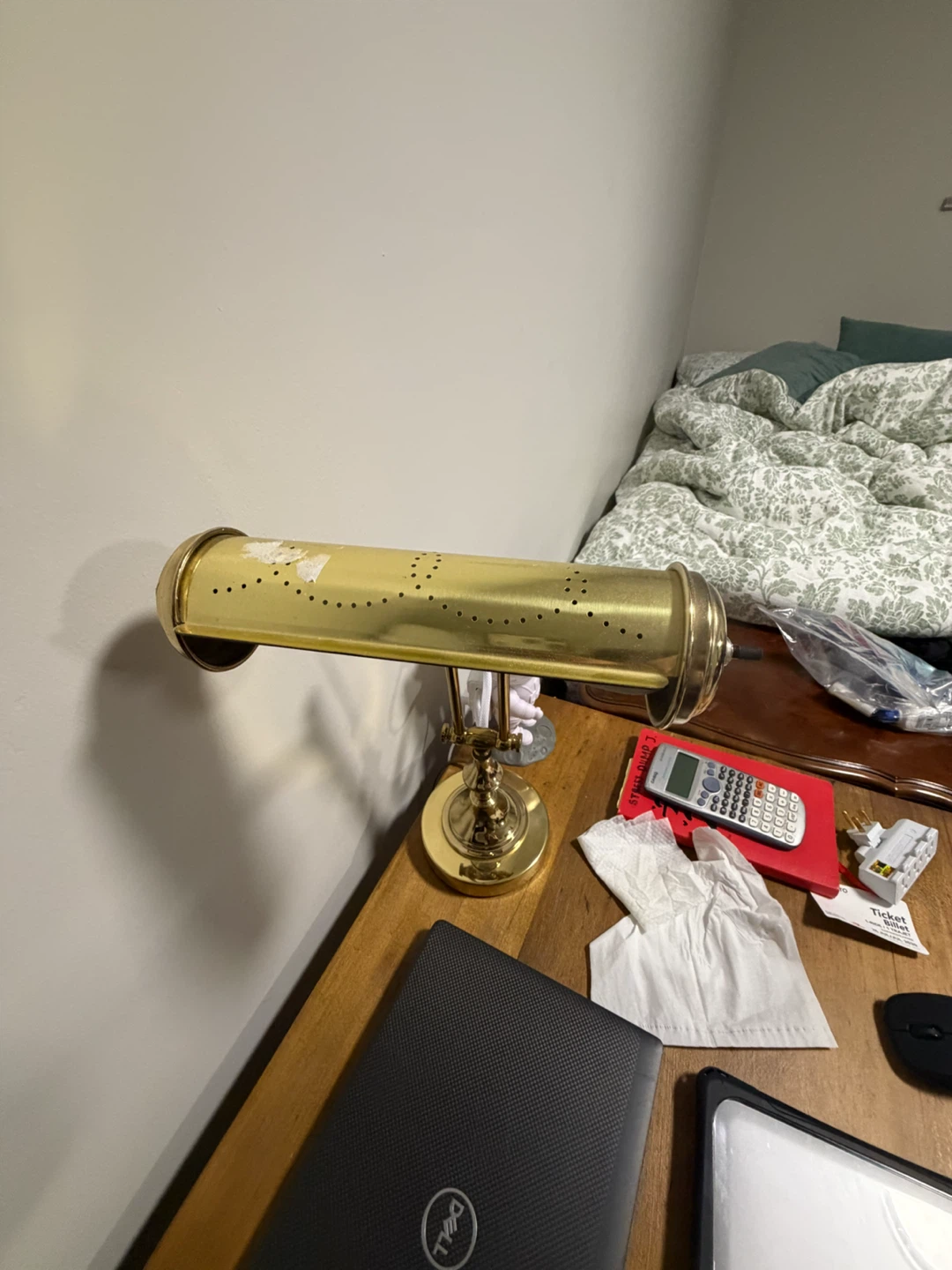 Vintage Brass Banker's Lamp - photo 2
