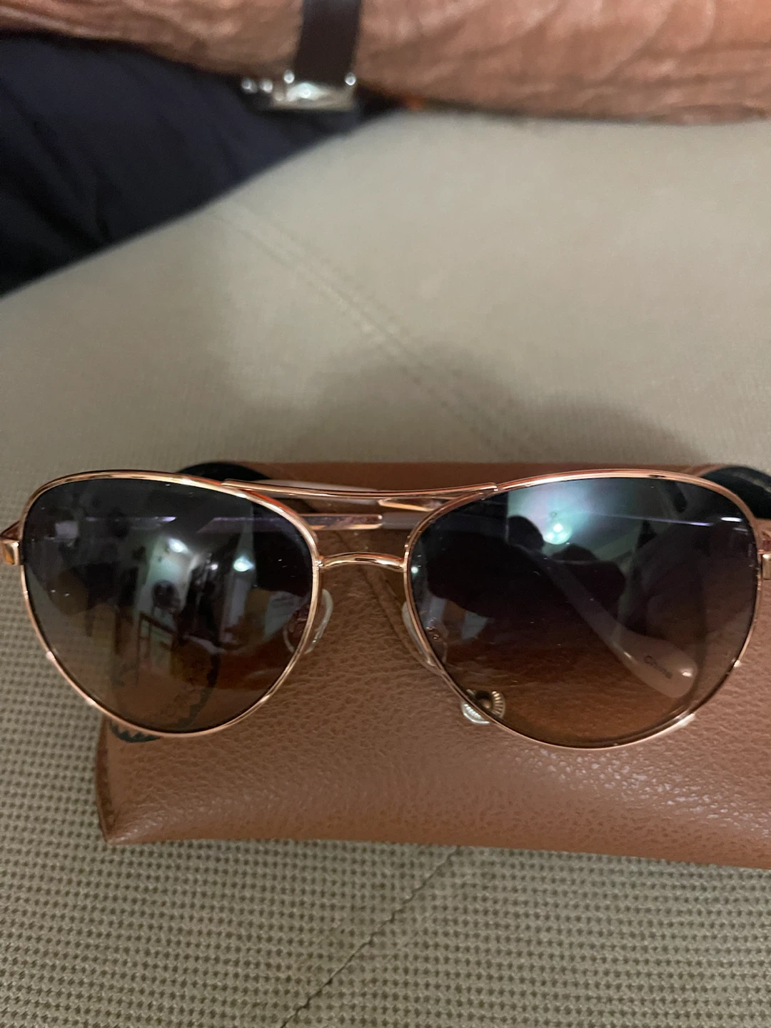 Rose Gold Aviator Sunglasses