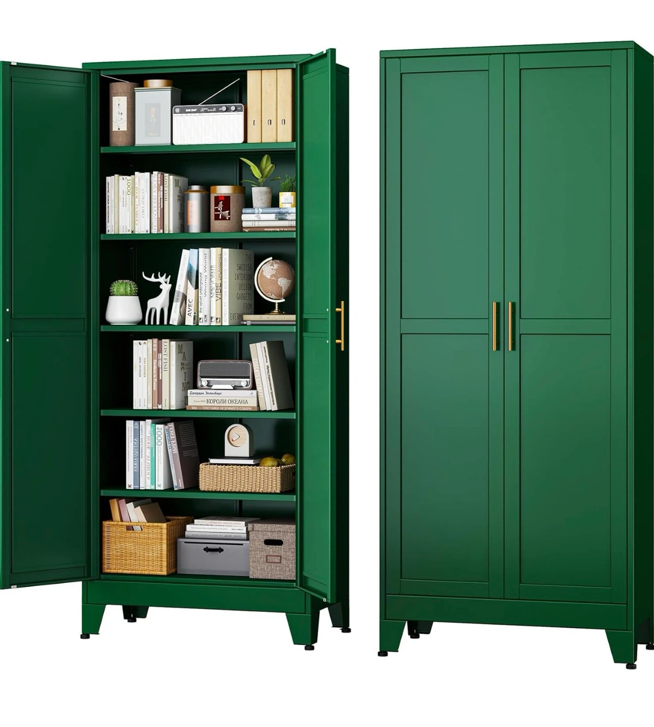 New Green Metal Storage Cabinet with Shelves