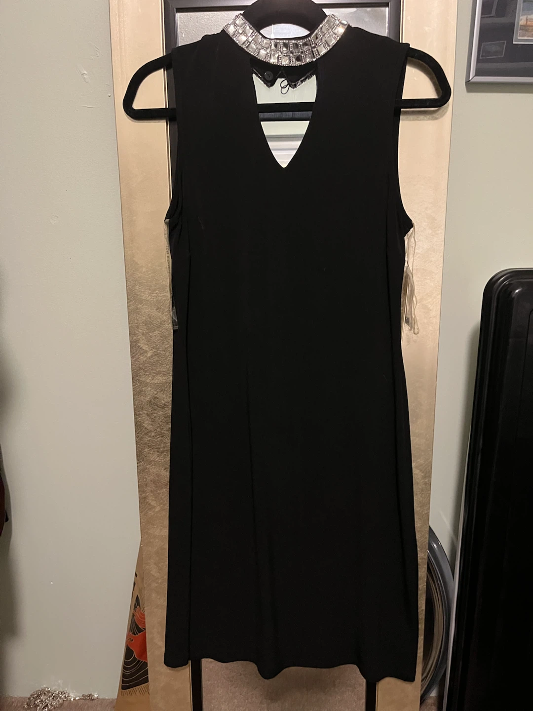 Lori M Collection Black Embellished Collar Dress