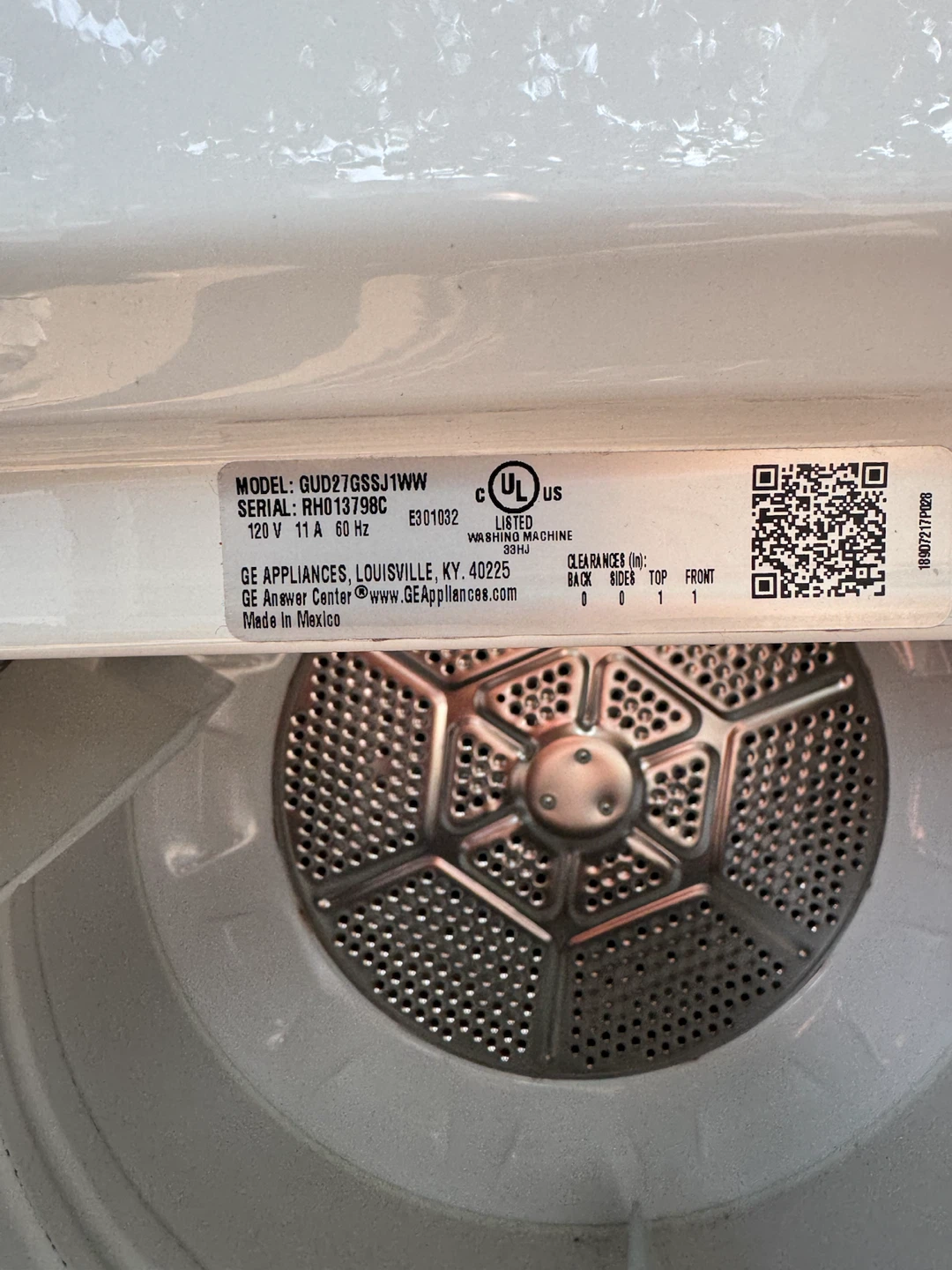 27” GE Stackable Washer Dryer GUD27GSSJ1WW - photo 3
