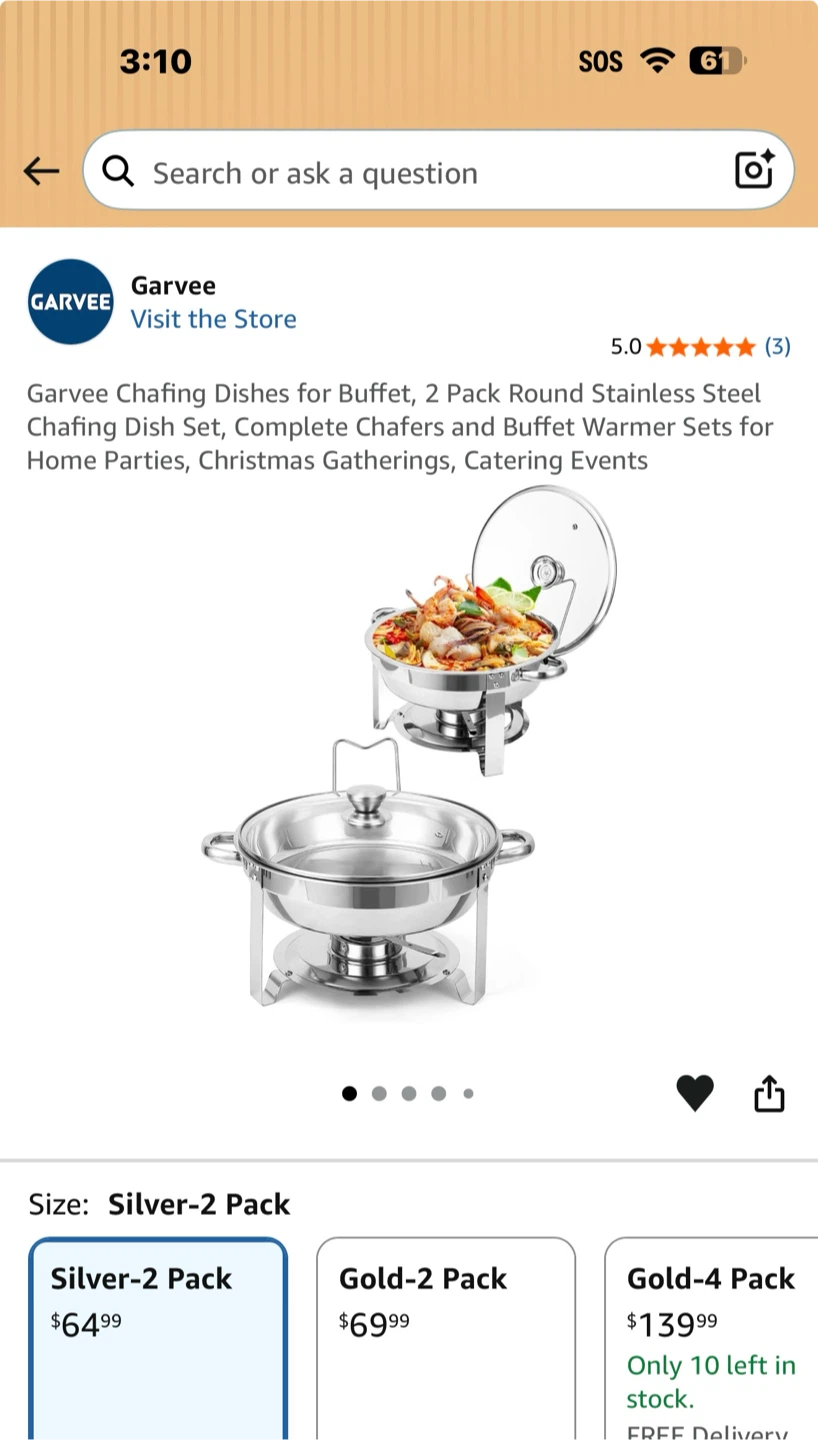 Garvee Chafing Dishes for Buffet - 2 Pack Stainless Steel