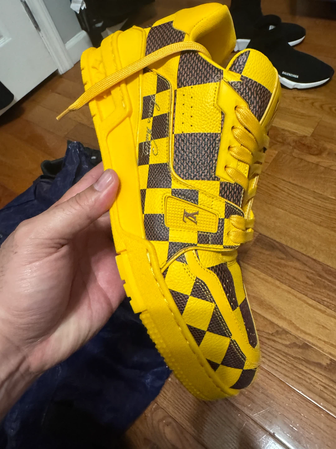 Louis Vuitton Yellow Checkerboard Sneakers