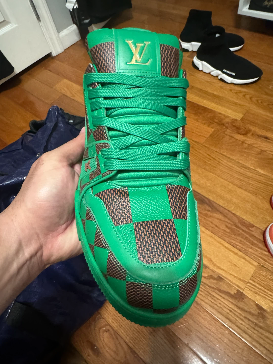 Louis Vuitton Yellow Checkerboard Sneakers - photo 2