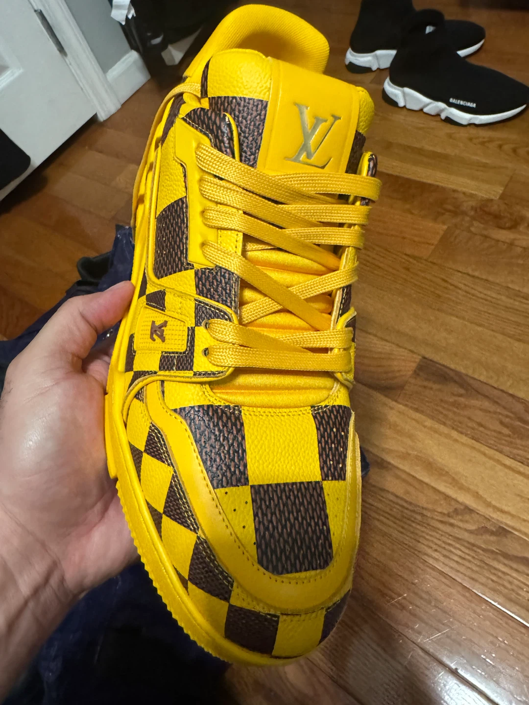 Louis Vuitton Yellow Checkerboard Sneakers - photo 4