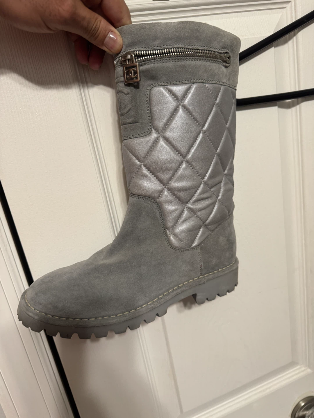 Chanel Quilted Suede Boots