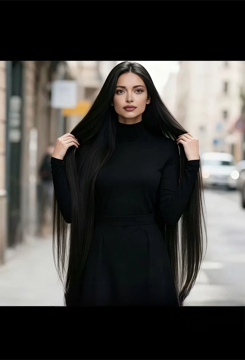 Black Long Sleeve Turtleneck Dress