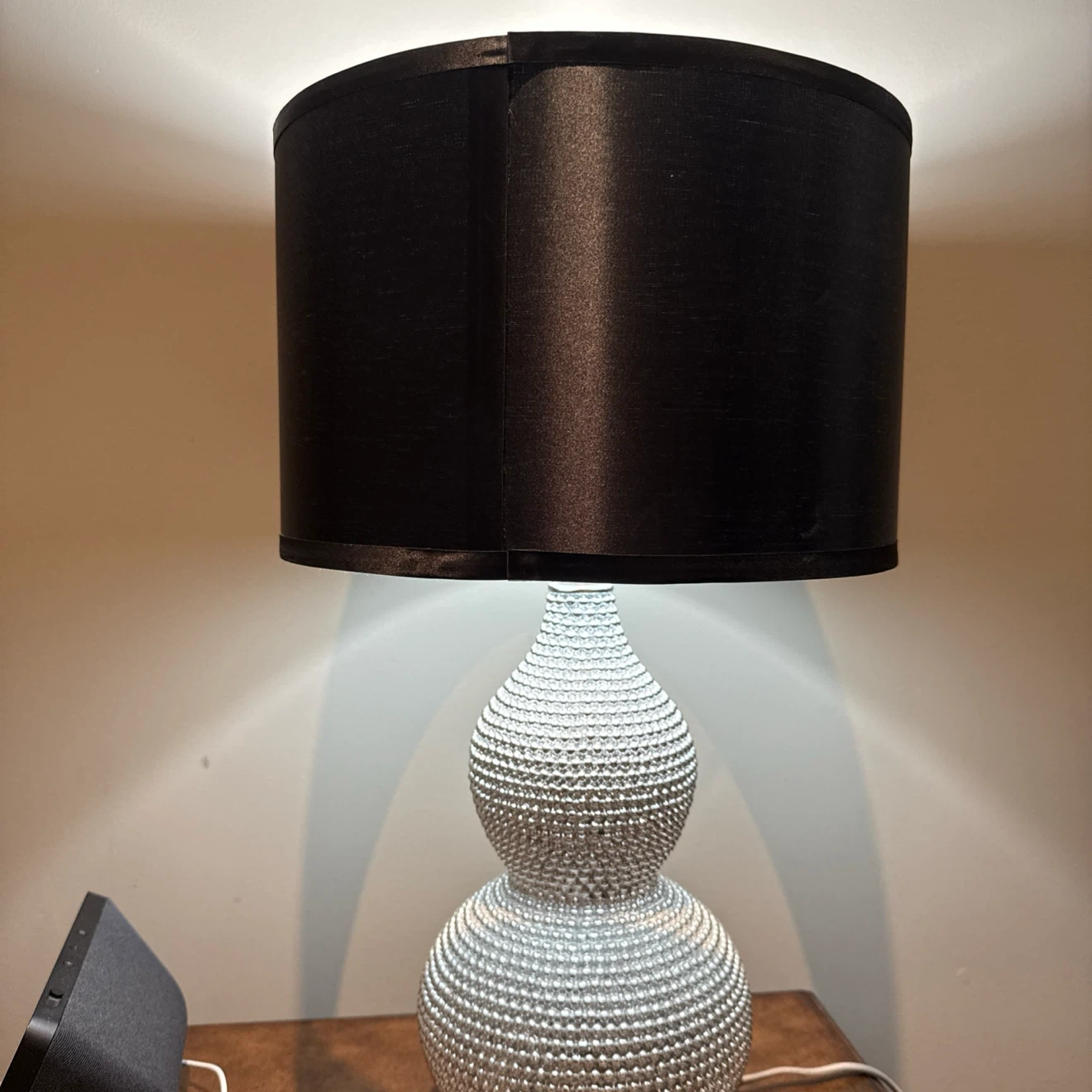 Nicole 24.5 in. Silver Bead Base Table Lamp with Black Shade - photo 2