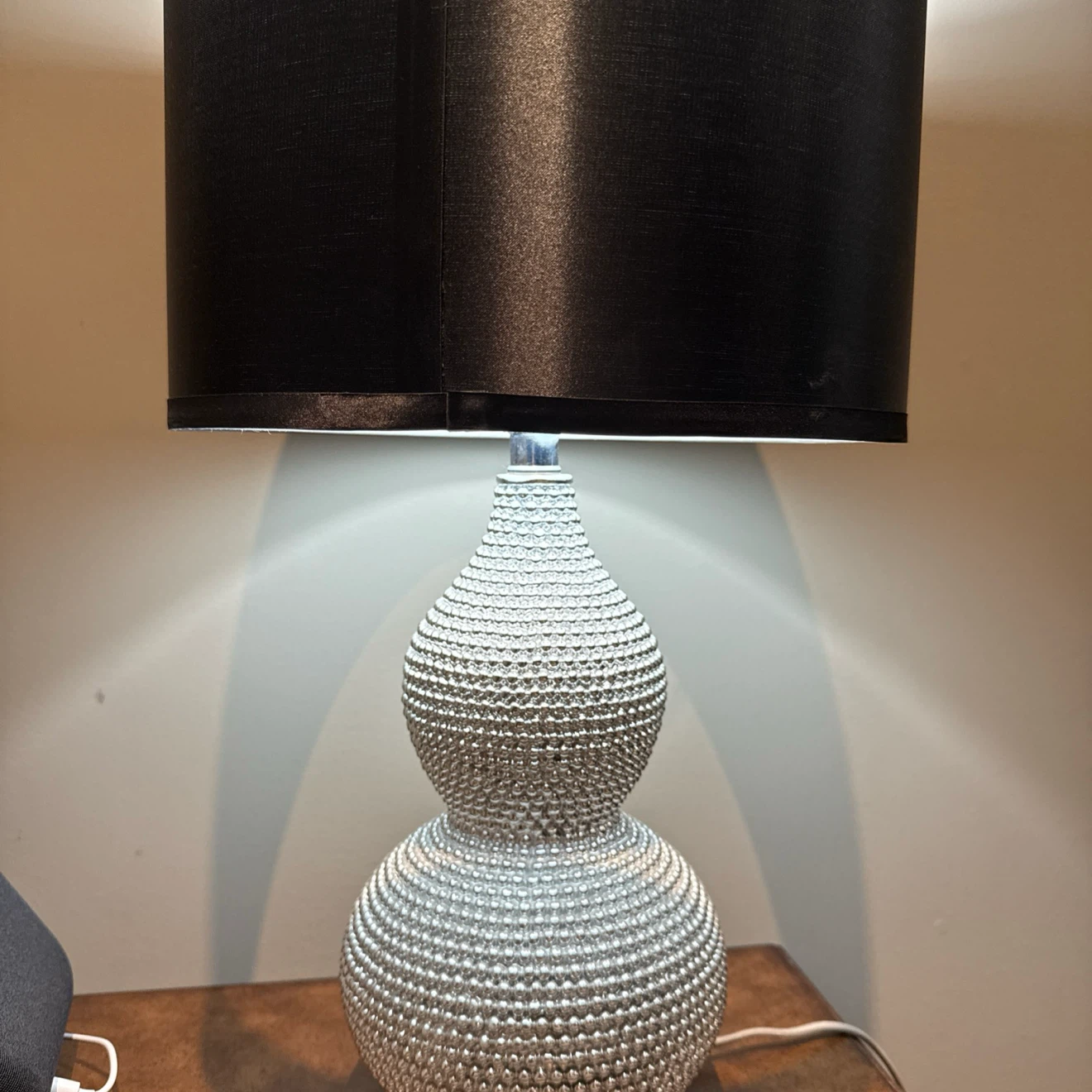Nicole 24.5 in. Silver Bead Base Table Lamp with Black Shade - photo 3