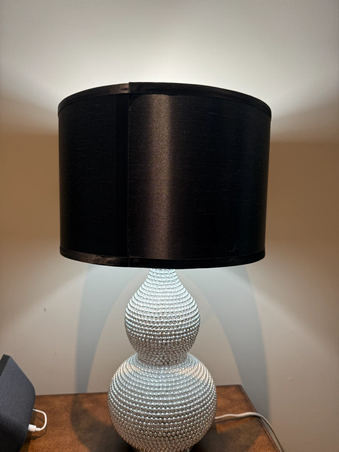 Nicole 24.5 in. Silver Bead Base Table Lamp with Black Shade - photo 4