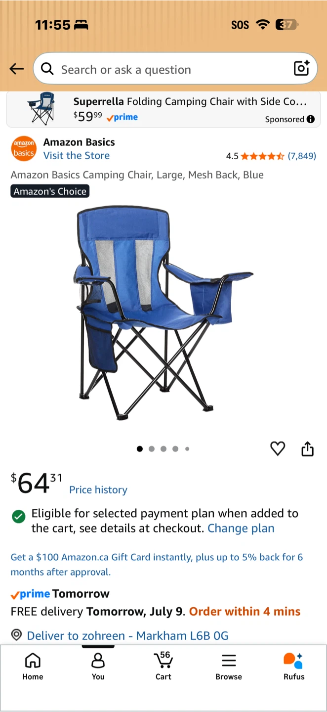 Amazon Basics Folding Camping Chair
