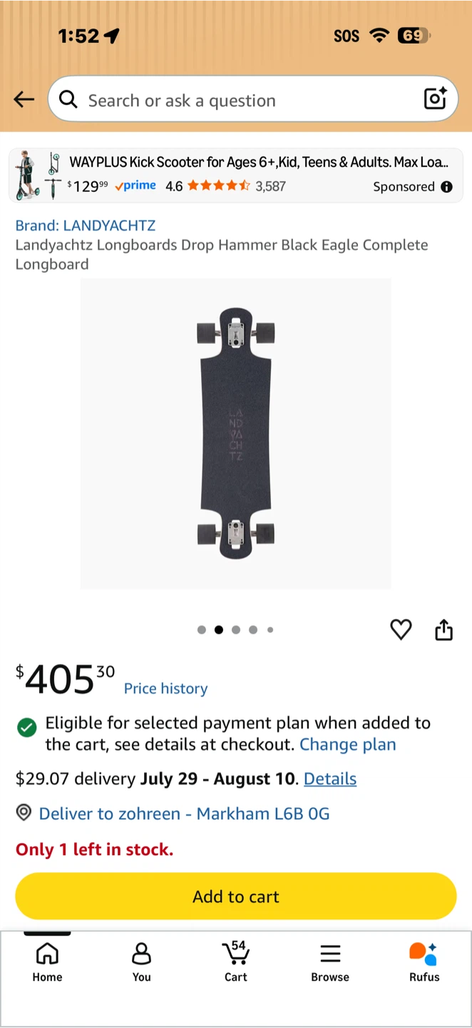 Landyachtz Longboards Drop Hammer Black Eagle Complete Longboard
