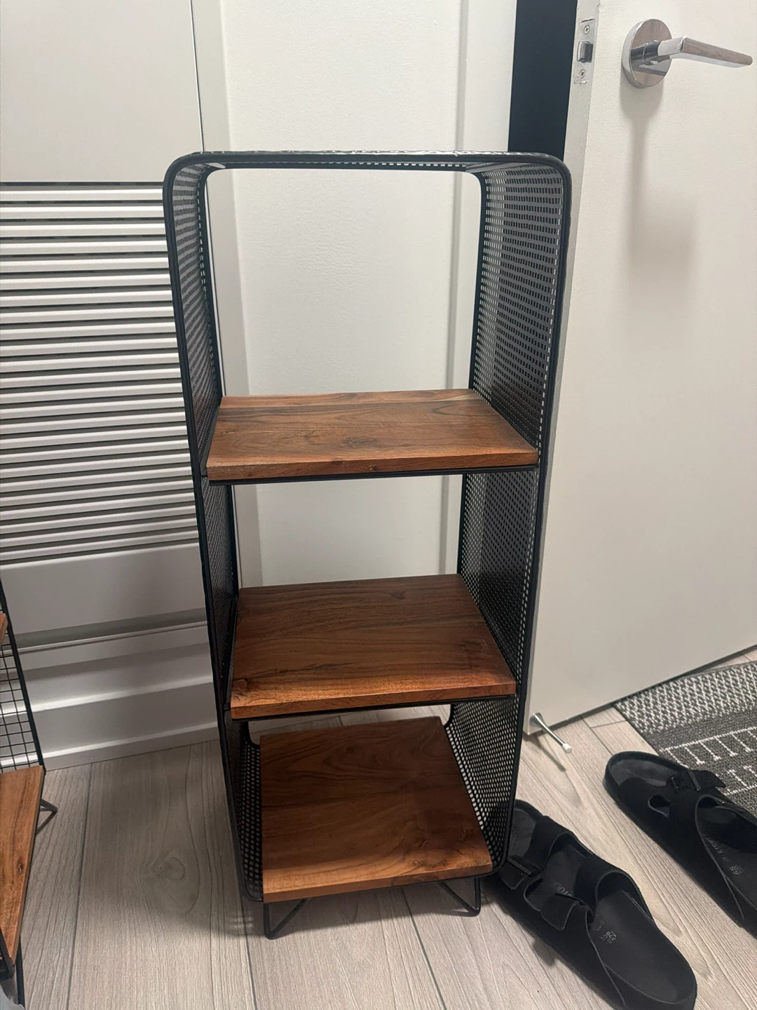 3-Tier Metal and Wood Shelf Unit