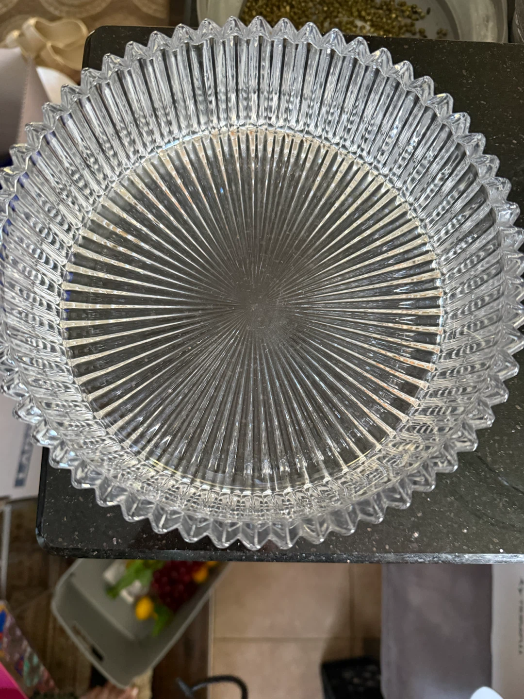 Clear glass serving bowl