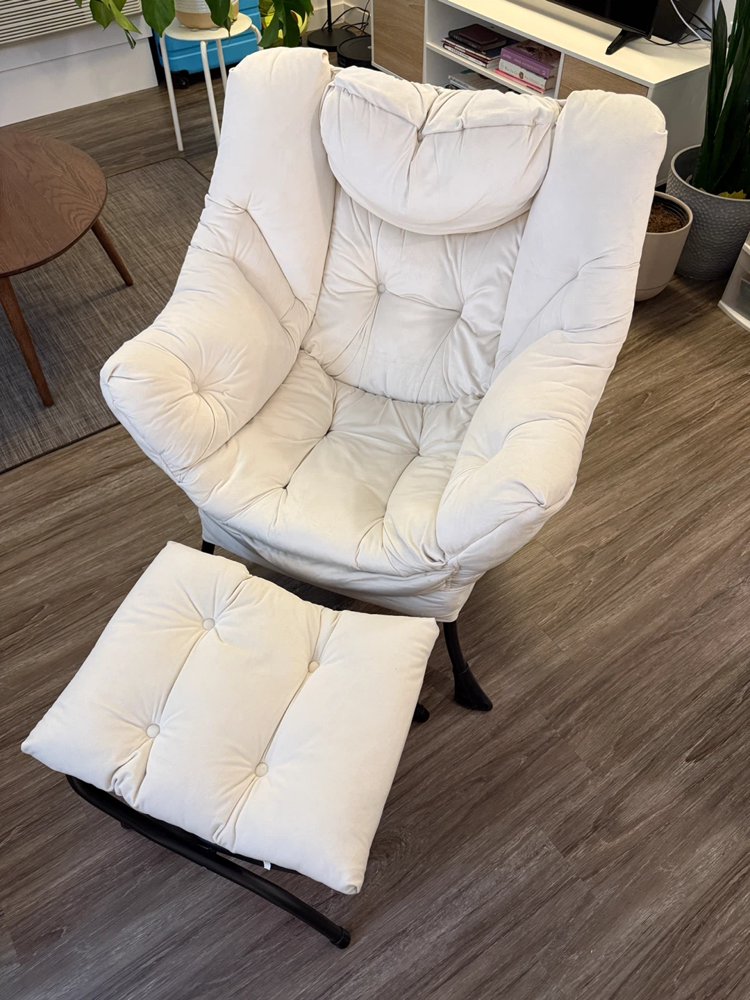 Comfy Lazy Chair and Ottoman Set - Cream - photo 2