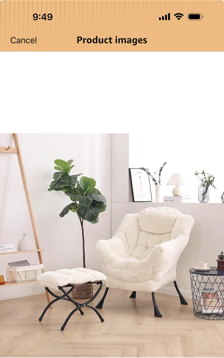 Comfy Lazy Chair and Ottoman Set - Cream - photo 5