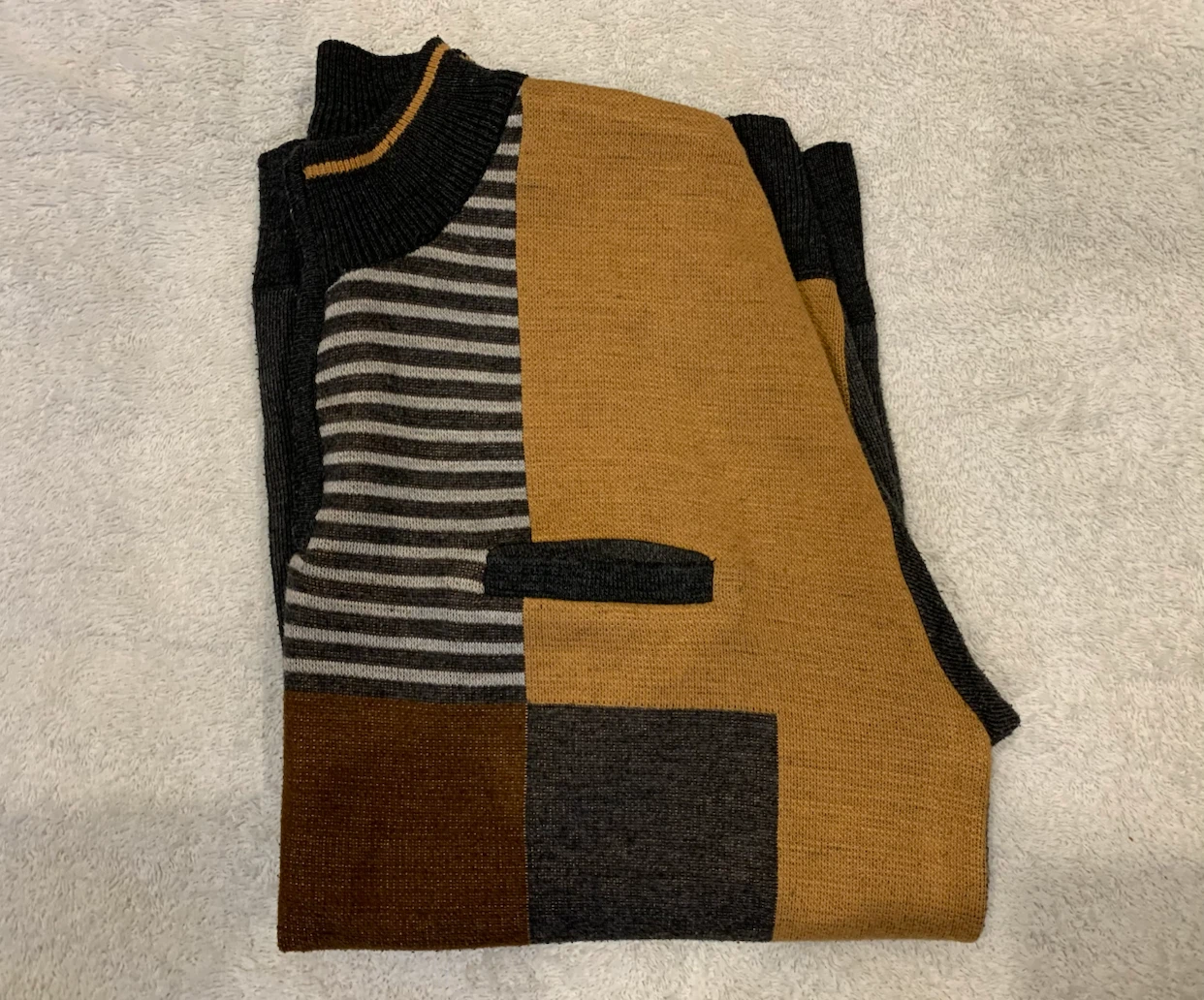 Men's Patchwork Quarter-Zip Sweater