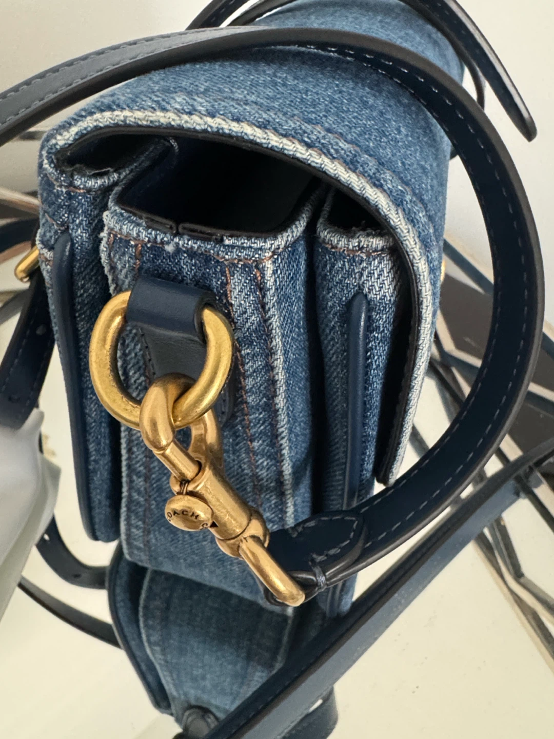 Coach Denim Shoulder Cassie Bag with Gold Hardware - photo 3