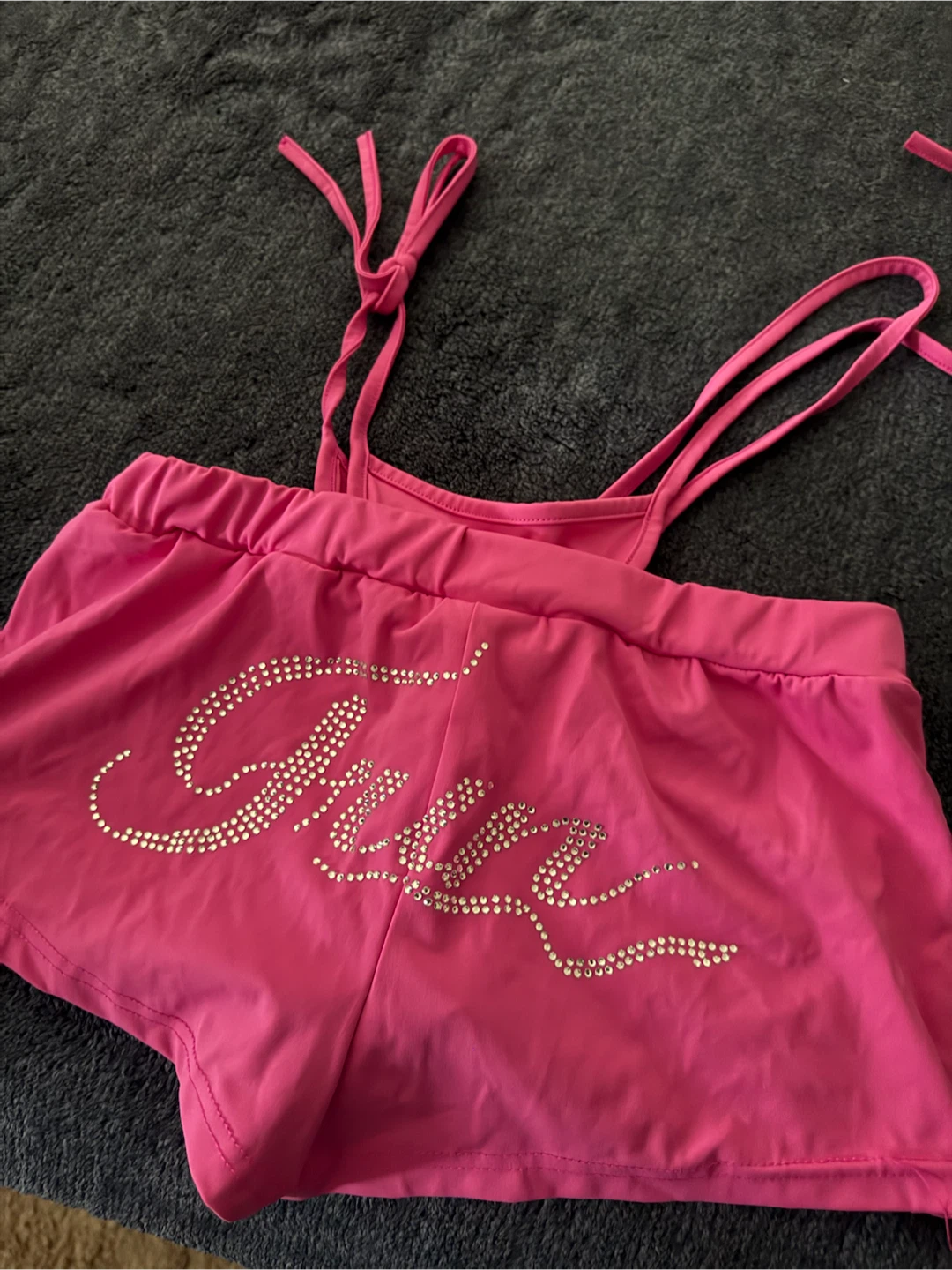 Juicy “Fun” Hot Pink Rhinestone Shorts