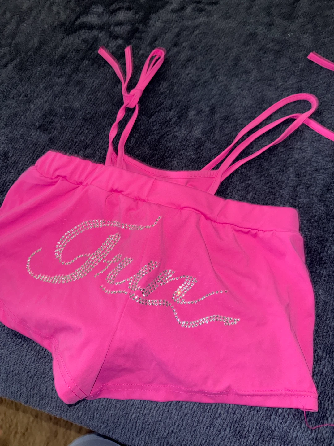 Juicy “Fun” Hot Pink Rhinestone Shorts - photo 2