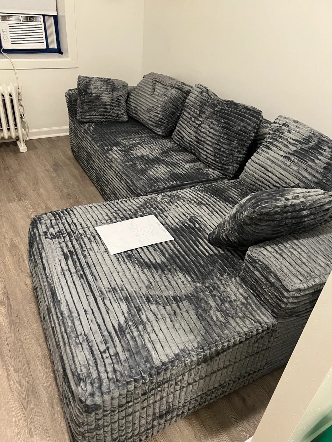 Gray Sectional Sofa with Plush Fabric