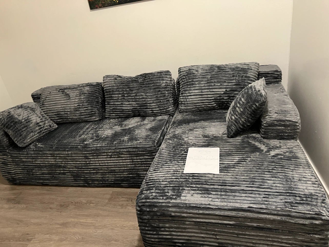 Gray Sectional Sofa with Plush Fabric - photo 2