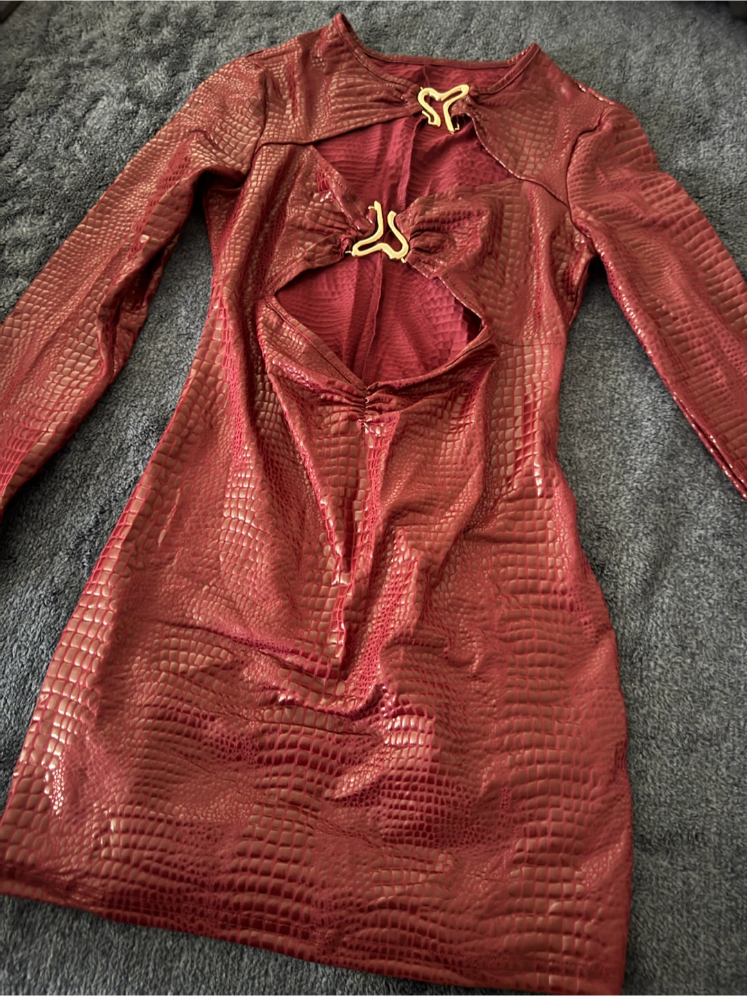 Red textured mini dress