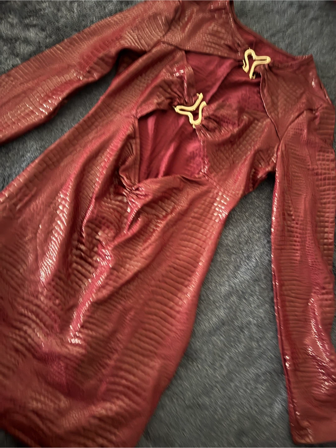 Red textured mini dress - photo 2