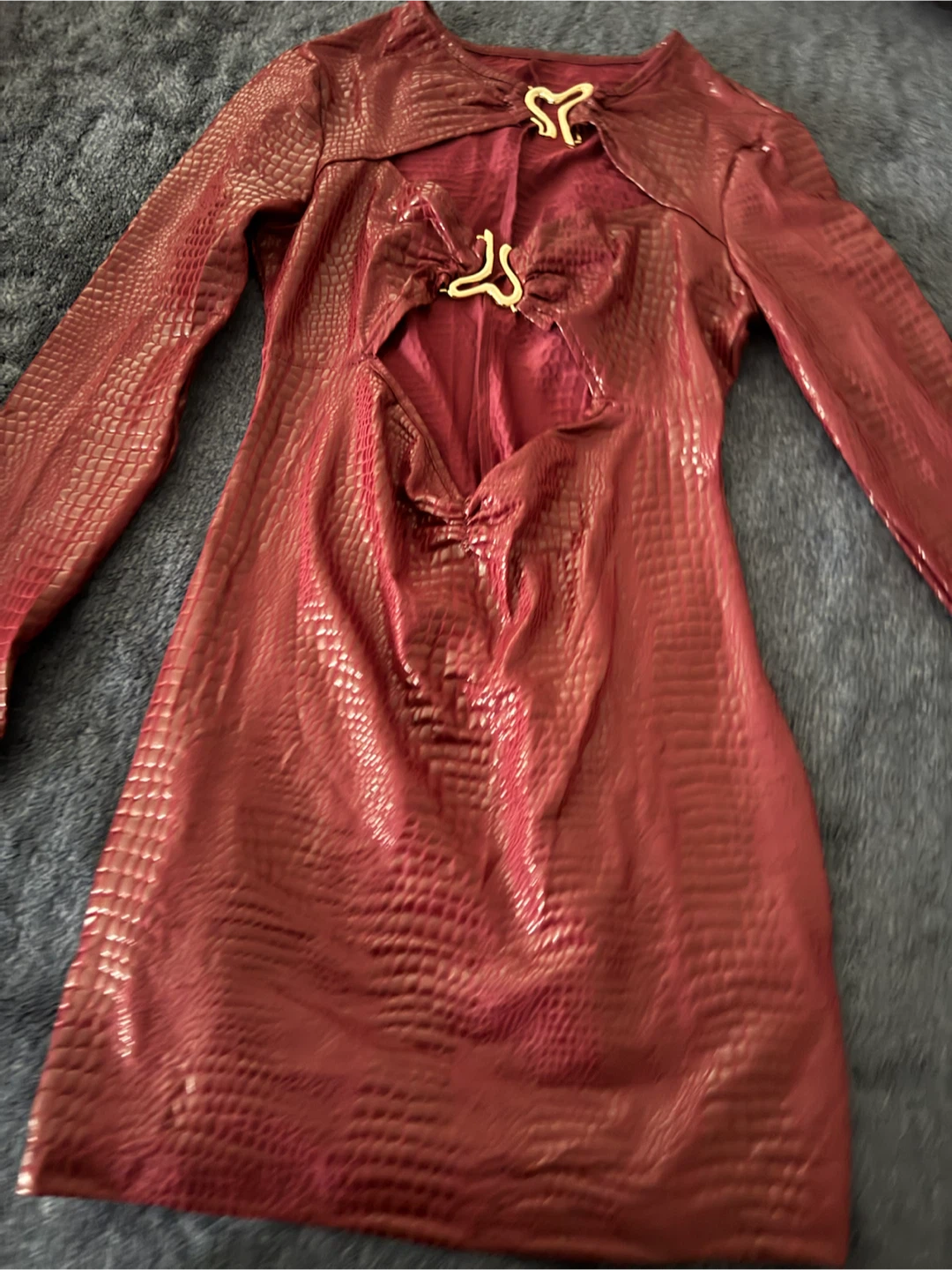Red textured mini dress - photo 3