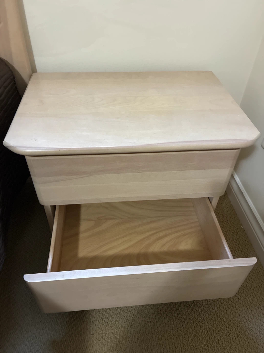 Light Wood Nightstand with Drawer - photo 3