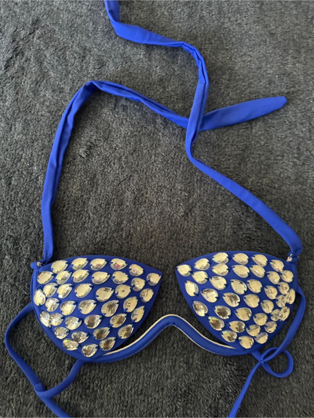 CARIBANA Blue Rhinestone Wire Bra