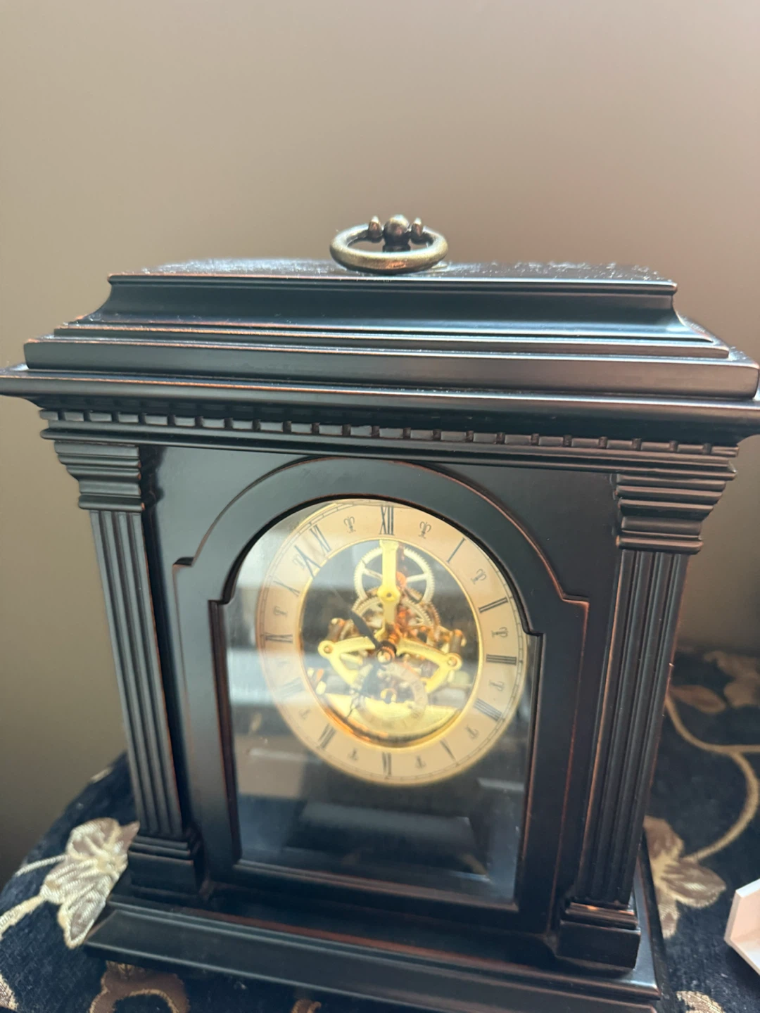 Black Mantel Clock with Gold Skeleton Movement - photo 2