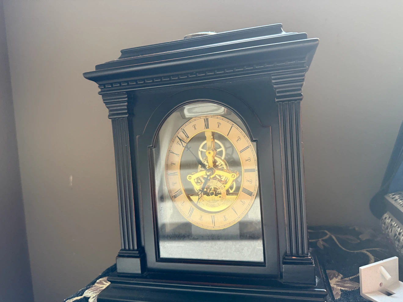 Black Mantel Clock with Gold Skeleton Movement - photo 3