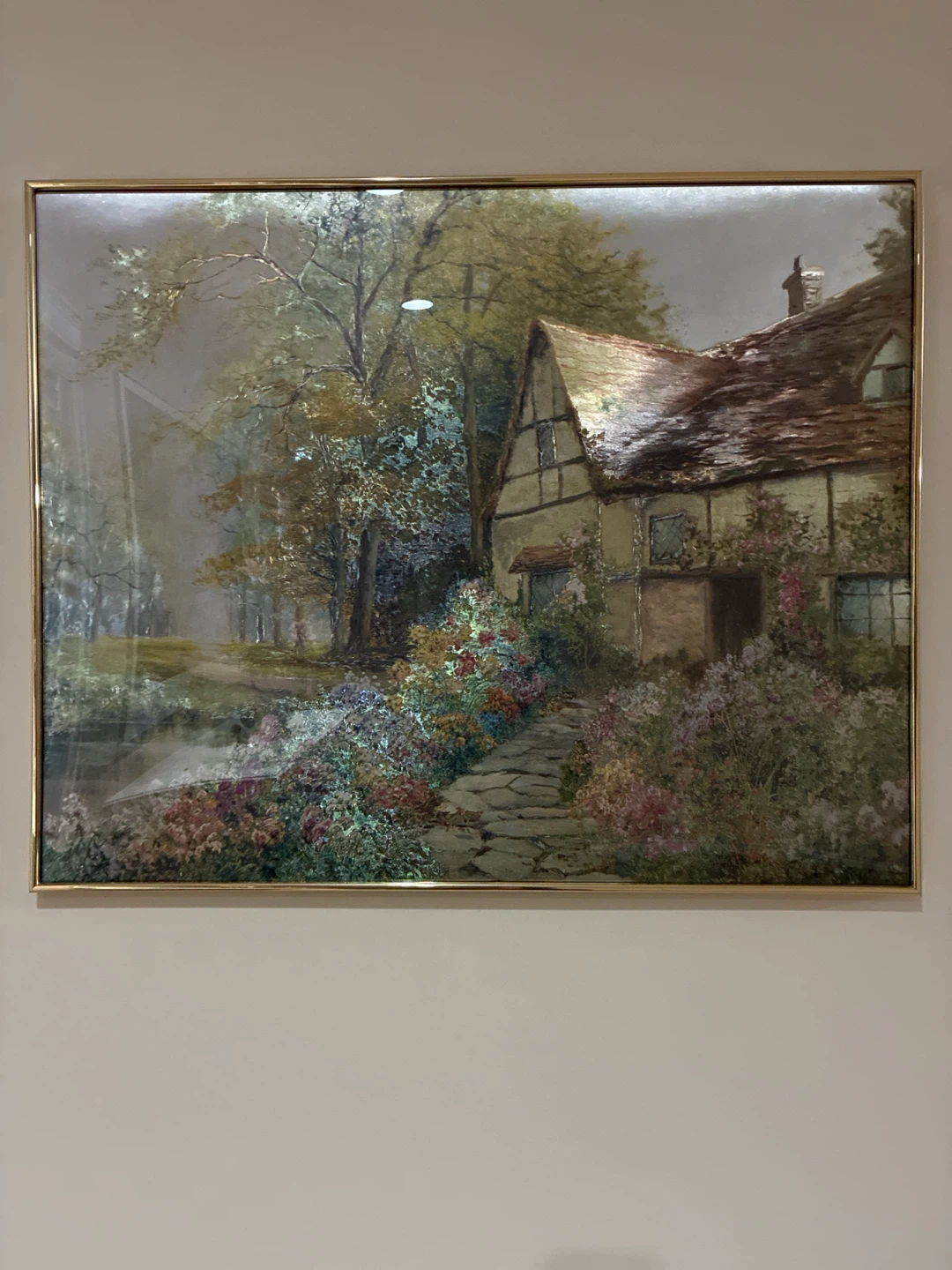 Framed Landscape Painting of a Cottage