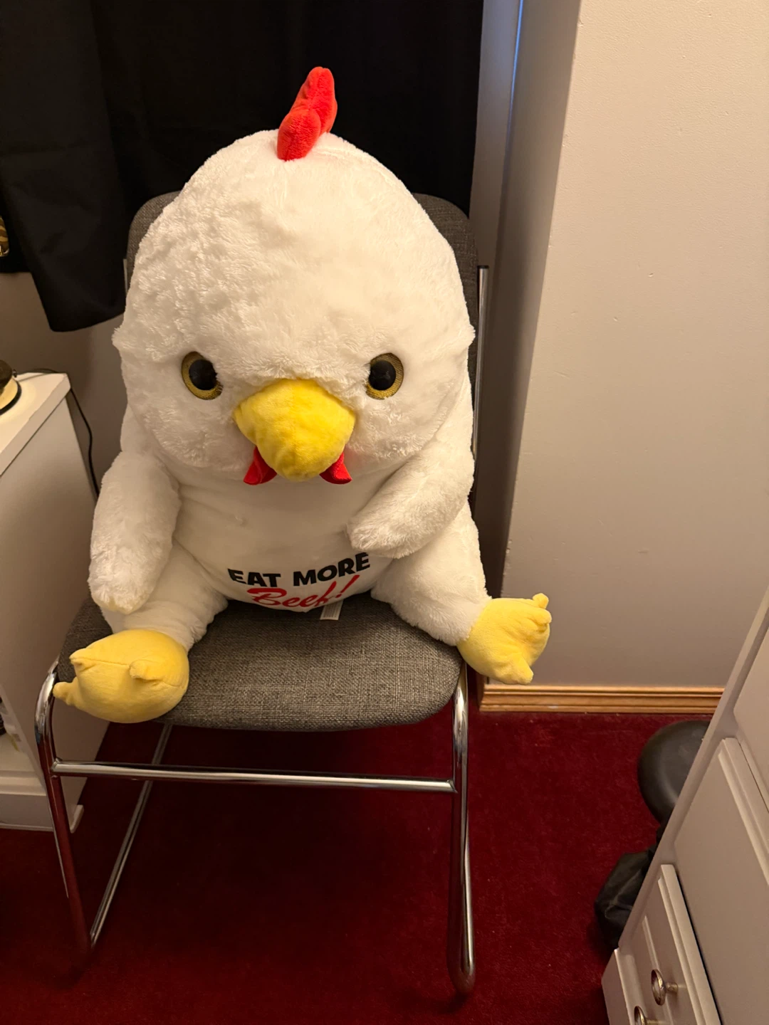 Plush Chicken "Eat More Beef!"