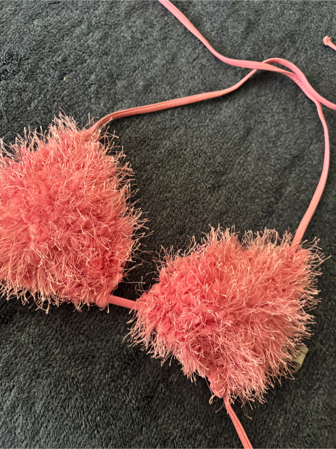 Pink fuzzy Festival bikini top