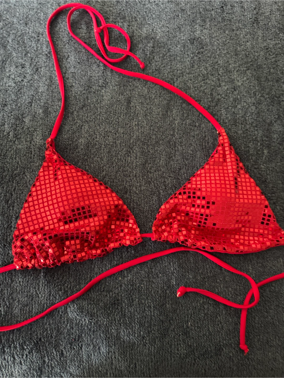 Red Sequined Festival Bikini Top