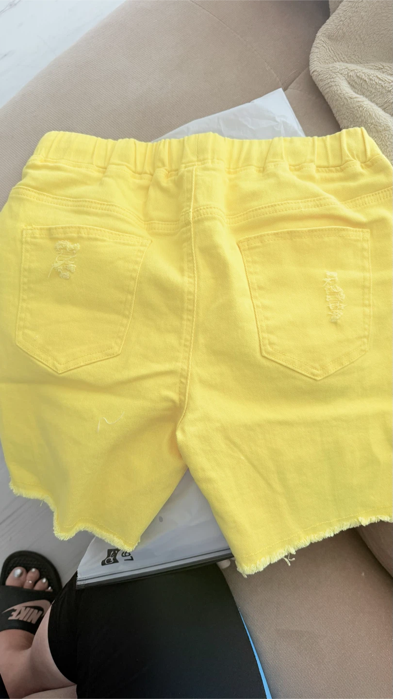 Yellow Distressed Denim Shorts $12 - photo 2