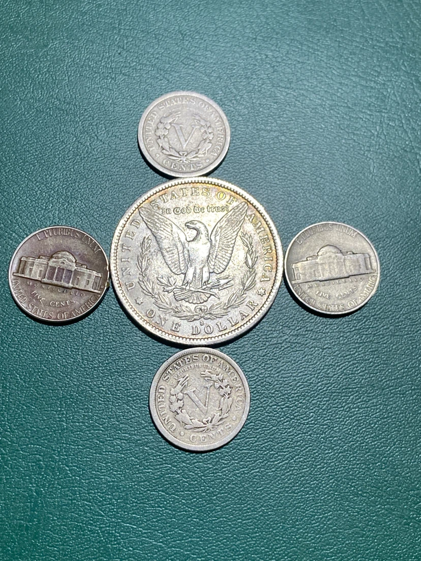 Collection of US Coins - Morgan Dollar, Nickels, and Cents