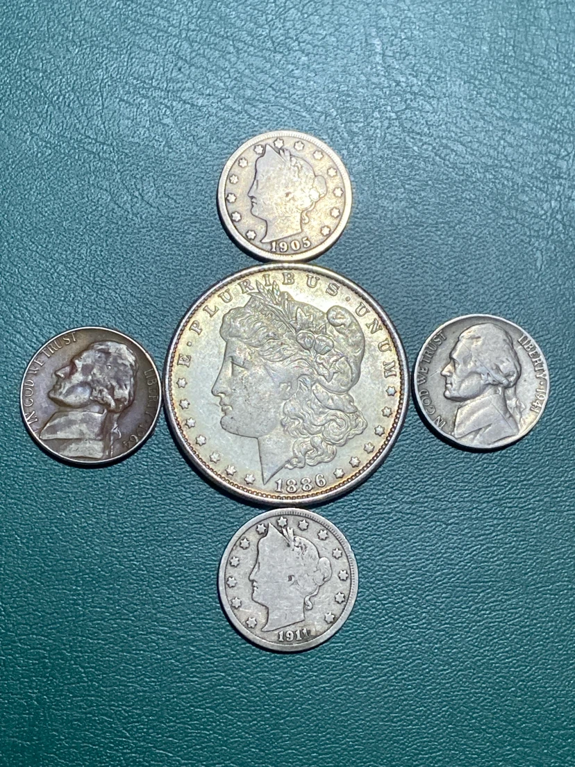 Collection of US Coins - Morgan Dollar, Nickels, and Cents - photo 2
