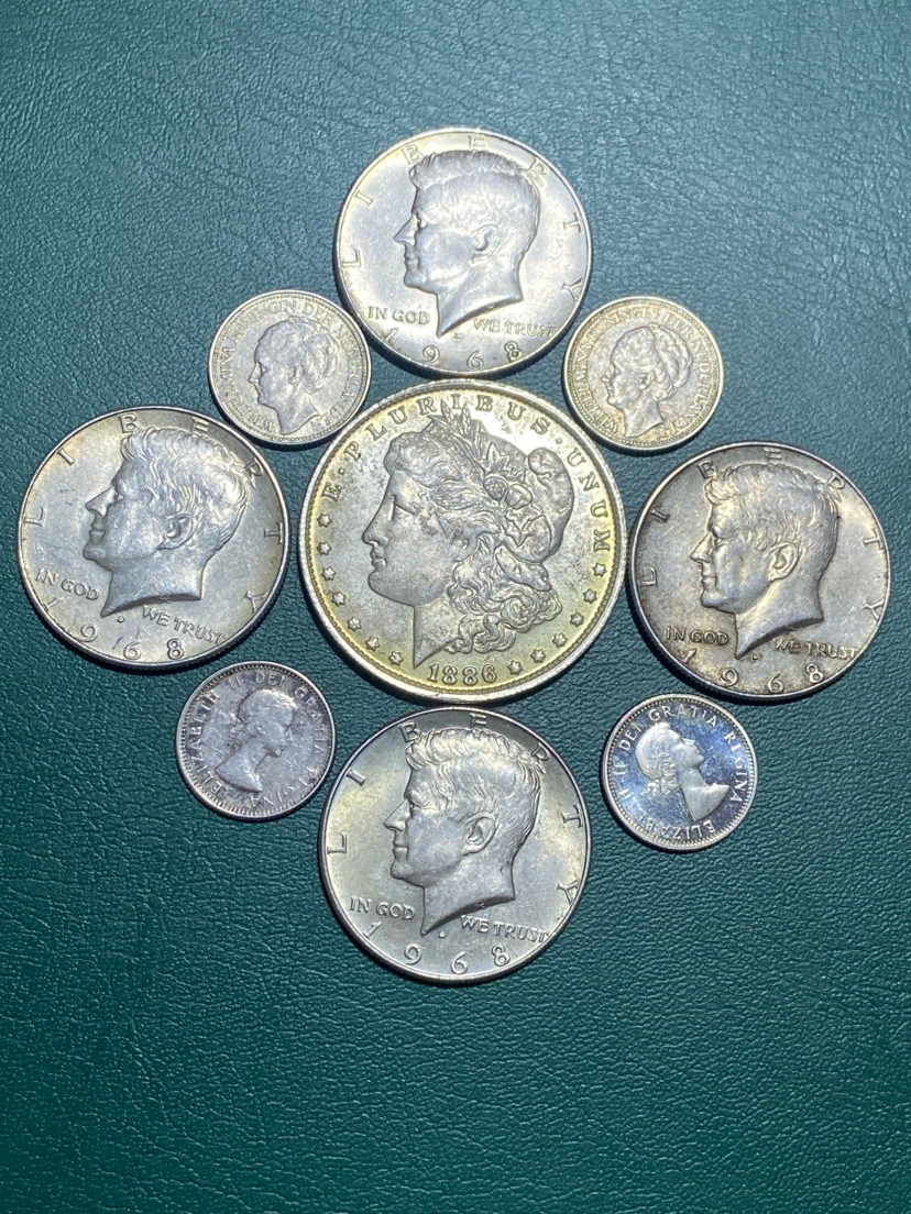 Collection of US Half Dollar Coins and Morgan Dollar