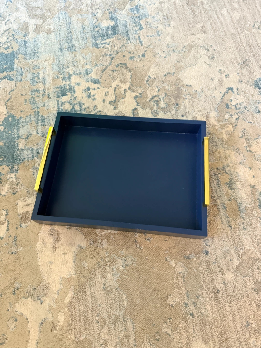 Dark Blue Serving Tray with Gold Handles