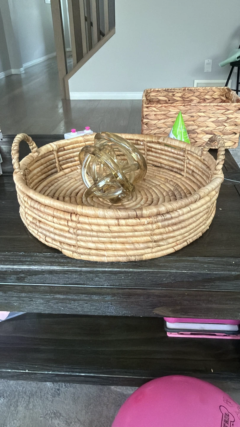Woven Basket Tray with Handles