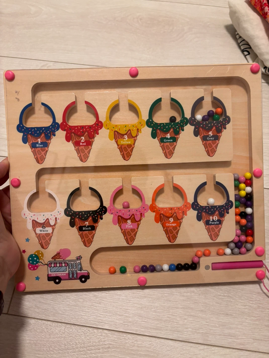 Wooden Ice Cream Bead Maze Toy