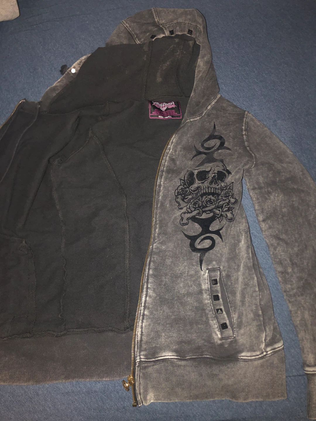 Ed Hardy Skull looking Lethal Angel Zip-Up Hoodie - photo 3