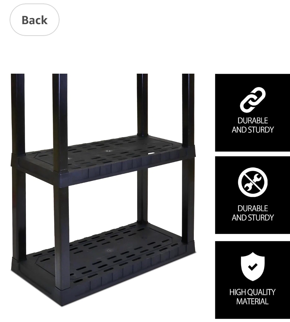 Black 4-Tier Storage Shelving Unit - photo 3